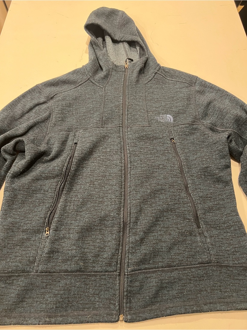 The North Face Men's Blue l-Gray Full-Zip Hooded Jacket
